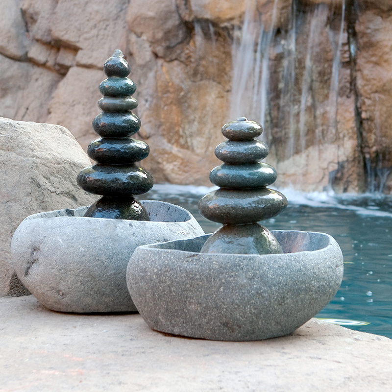 Garden Age Supply Glass Tower Cairn Water Fountain Outdoor Decor